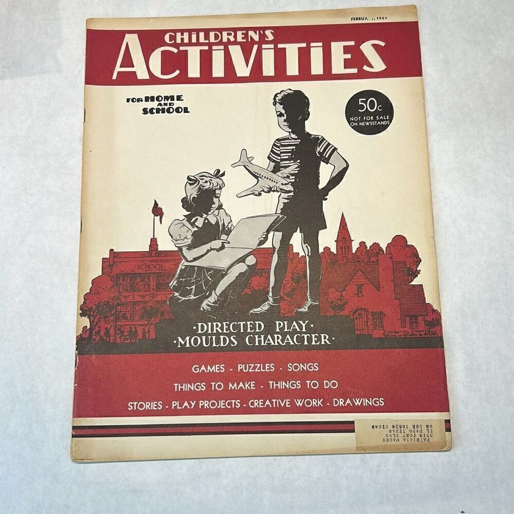 VTG Children's Activities For Home & School Magazine Book February 1949